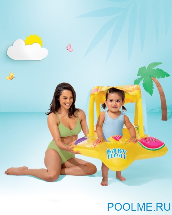 Надувной круг-ходунки INTEX "Фрукты" с навесом 81 x 79 см, артикул 56573 Надувной круг-ходунки INTEX "Фрукты" с навесом 81 x 79 см, артикул 56573