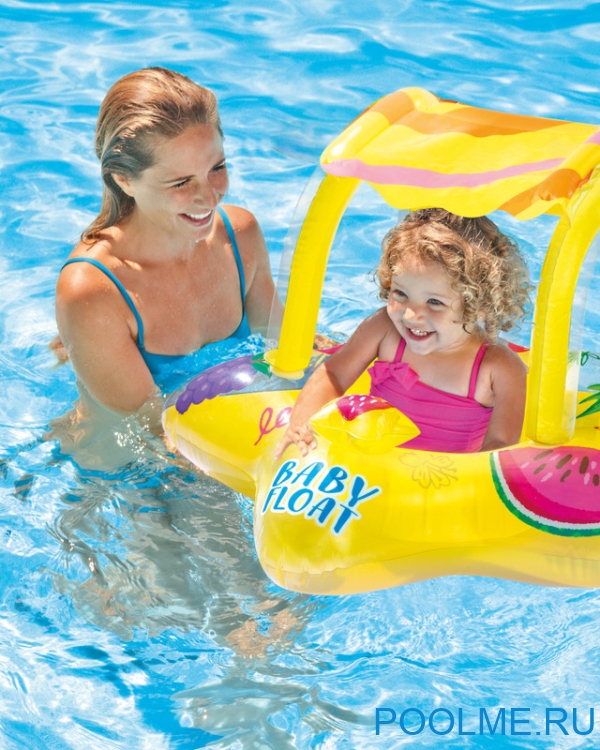 Надувной круг-ходунки INTEX "Фрукты" с навесом 81 x 79 см, артикул 56573 Надувной круг-ходунки INTEX "Фрукты" с навесом 81 x 79 см, артикул 56573