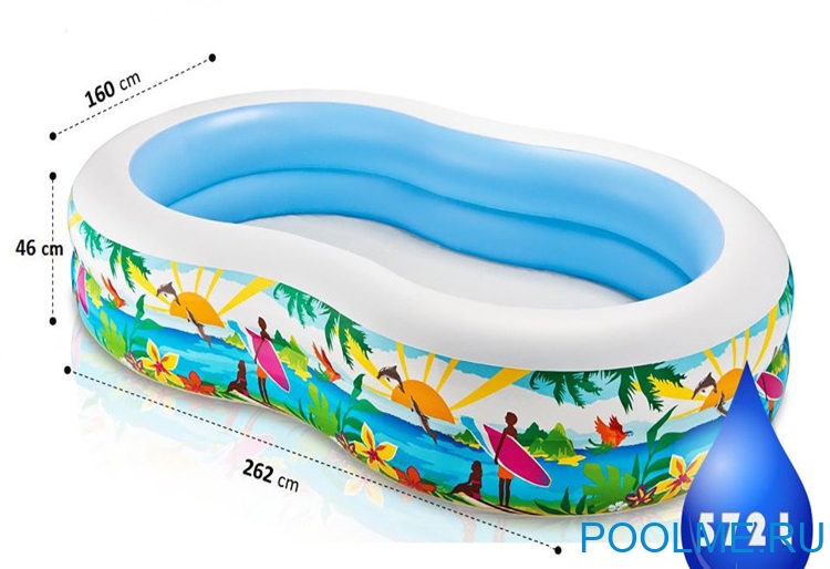 Детский бассейн INTEX "Пляж" 262 x 160 x 46 см, артикул 56490 Детский бассейн INTEX "Пляж" 262 x 160 x 46 см, артикул 56490