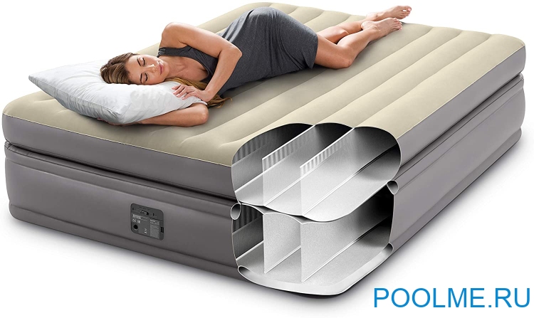 Кровать INTEX надувная Prime Comfort 152 x 203 x 51 см, встроенный насос 220V, артикул 64164
