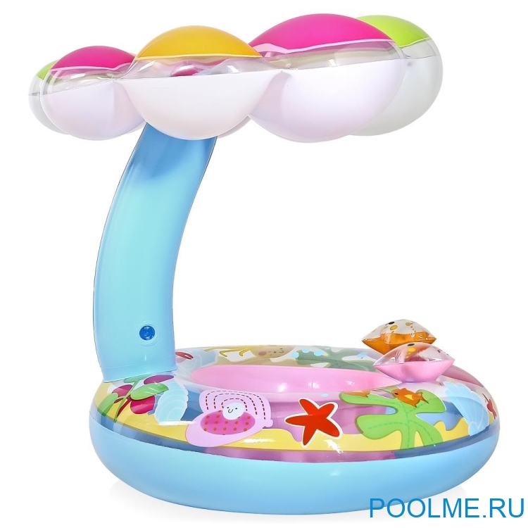 Надувной круг-ходунки INTEX &quot;Тропические рыбки&quot; с навесом 112 x 64 см, артикул 56583