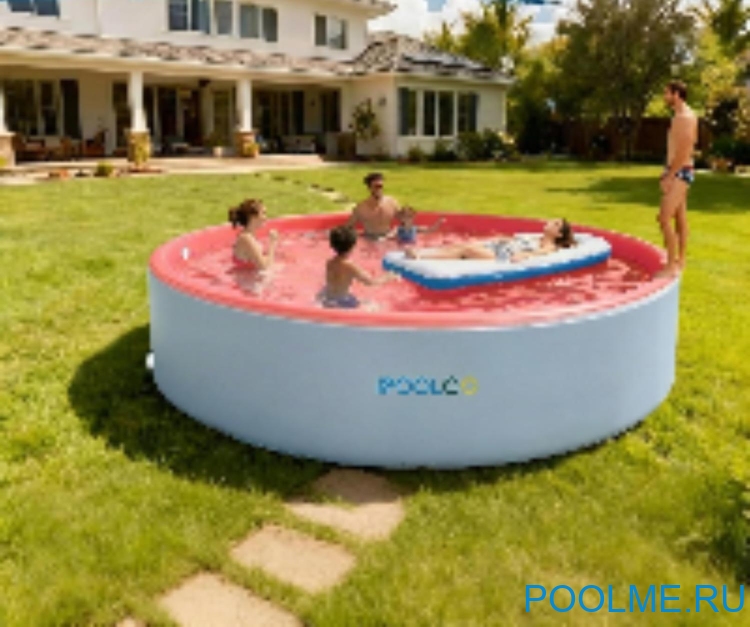 Надувной SUP-Бассейн IPOOLGO Pink (фильтр, лестница, песок) 3.7 x 1.3 м