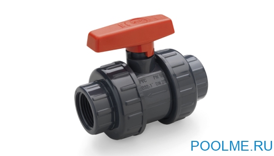 Кран шаровый ПВХ клеевой Plimat 50 мм, артикул 112105