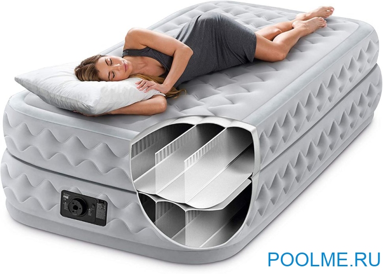 Кровать "Supreme" INTEX надувная 99 x 191 x 51 см, встроенный насос 220V, артикул 64488