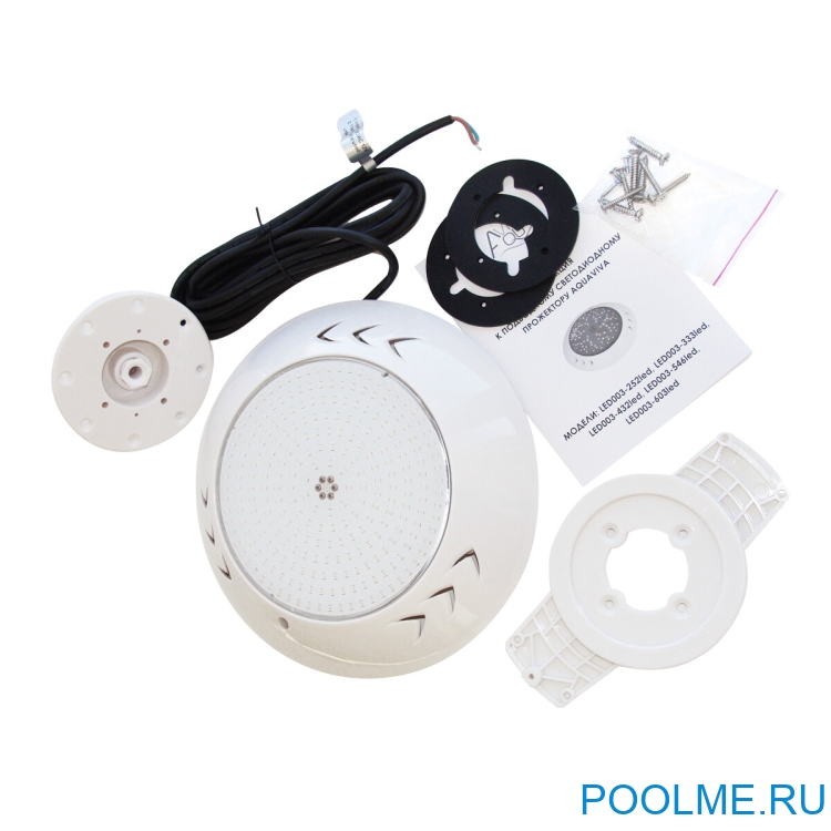 Прожектор светодиодный AquaViva (LED003-546led) 36 Вт WHITE NW + закладная к прожектору, артикул 18373