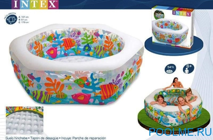 Детский бассейн INTEX "Рыбки" 191 x 178 x 61 см, артикул 56493
