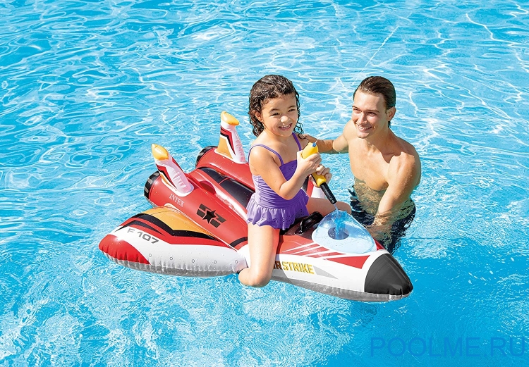 Надувная игрушка-наездник INTEX "Космический самолёт" с разбрызгивателем, красный, артикул 57536-R Надувная игрушка-наездник INTEX "Космический самолёт" с разбрызгивателем, красный, артикул 57536-R