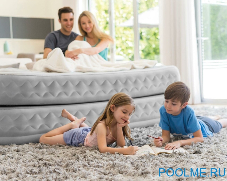 Кровать INTEX надувная 152 x 203 x 51 см, встроенный насос 220V, артикул 64490