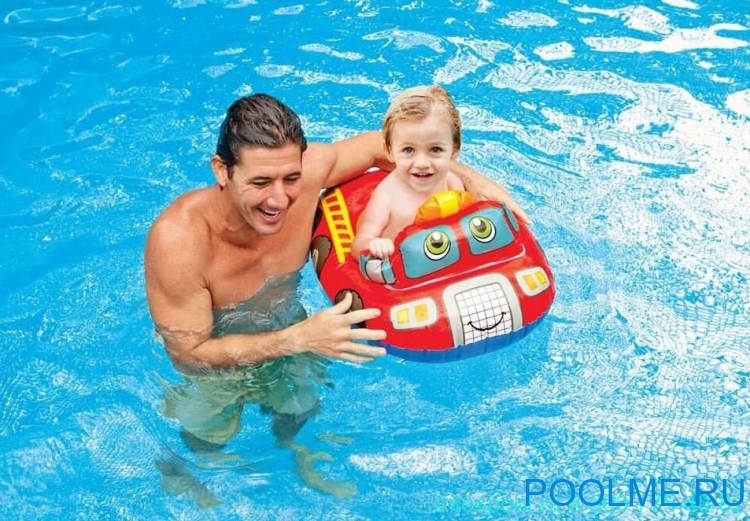 Надувной круг-ходунки INTEX "Малыш" пожарная 72 x 55 см, артикул 59586-F