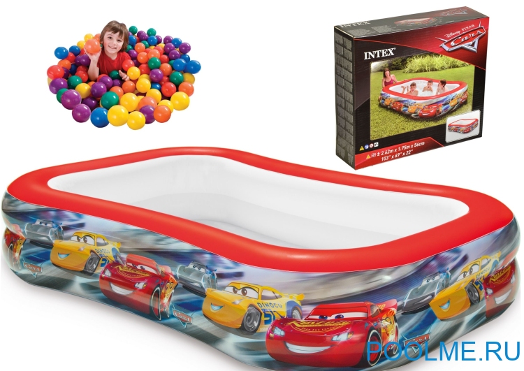 Детский бассейн INTEX "Тачки" 262 x 175 x 56 см, артикул 57478 Детский бассейн INTEX "Тачки" 262 x 175 x 56 см, артикул 57478